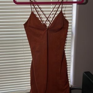 A’GACI Orange Velvet V-Neck Mini Dress